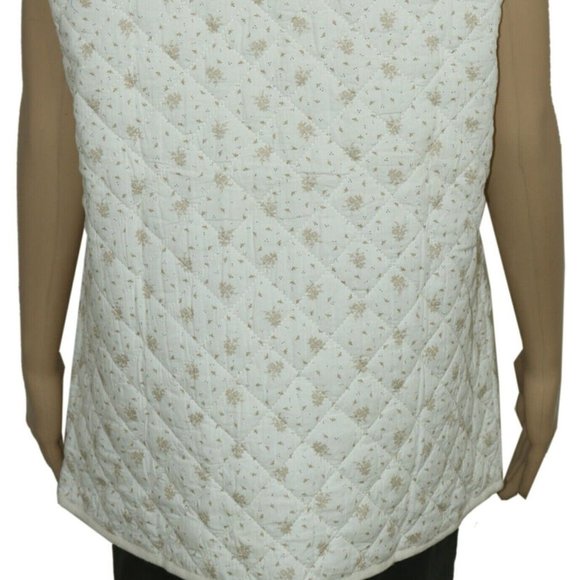 Skall Studio Provence Waistcoat Floral Printed Sleeveless Ivory Quilted Jacket M - Picture 6 of 6